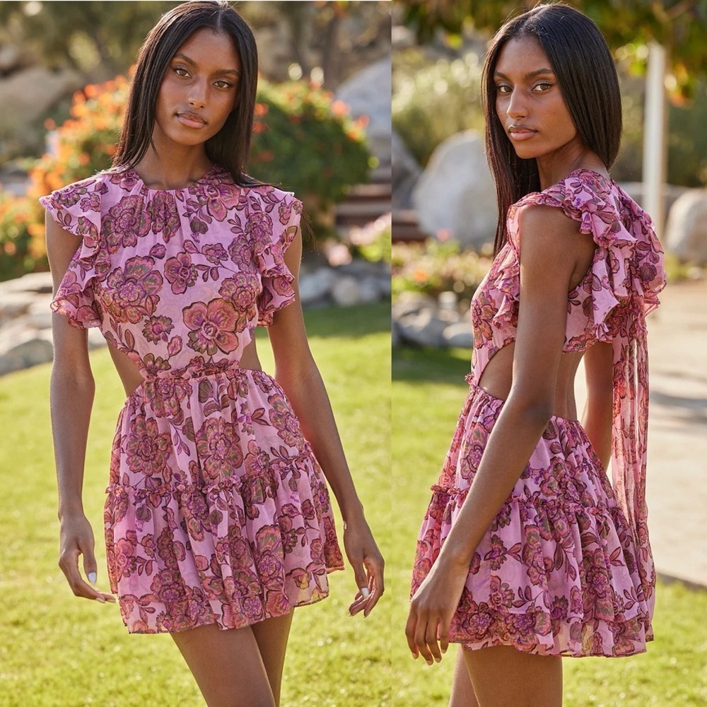 Misa Los Angeles Shadi Mini Dress Amaranth Flora
